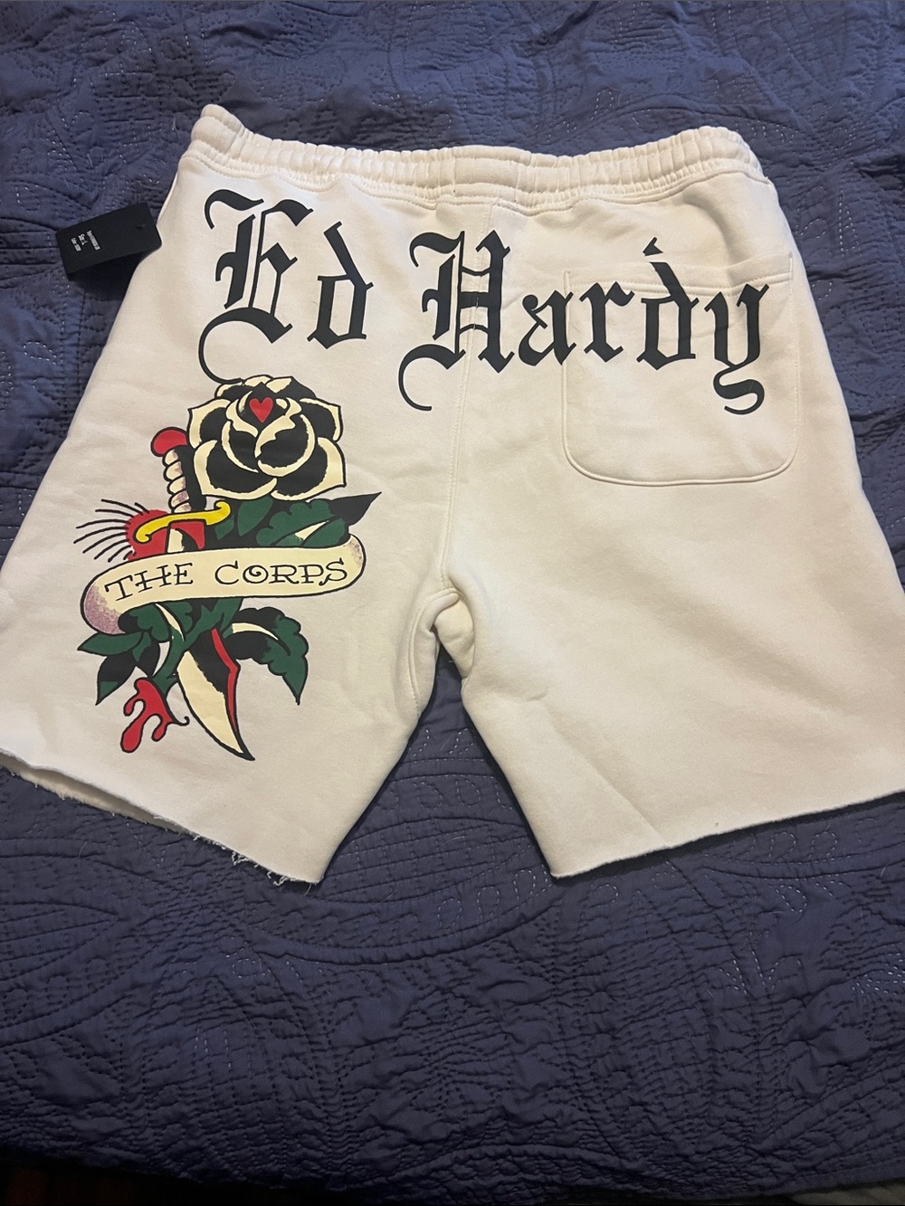 🔥ED HARDY Y2K CREAM GYM SHORTS NWT